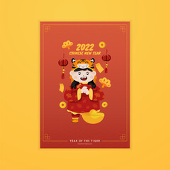 Chinese lunar new year with cute little girl poster design