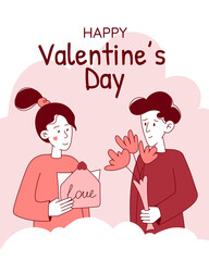 Valentines day card. Romantic card for all lovers. Vector illustration for greeting card, background, web banner, social media banner, marketing.