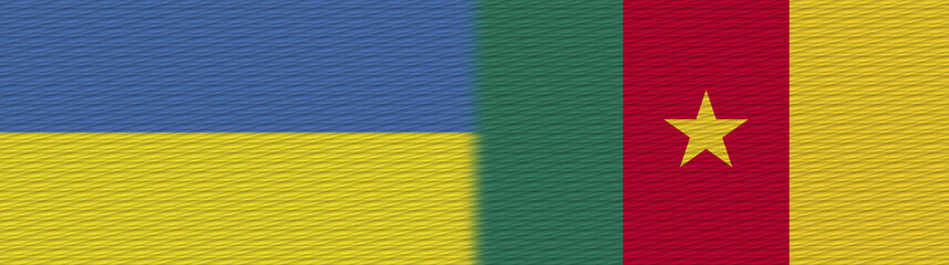 Cameroon and Ukraine Fabric Texture Flag – 3D Illustration