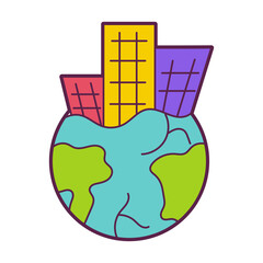 Isolated build world animated clean energy vector illustration