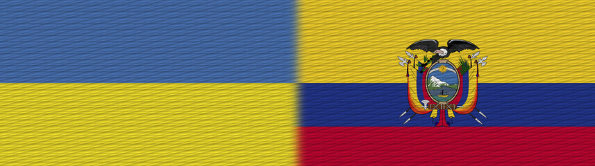 Ecuador and Ukraine Fabric Texture Flag – 3D Illustration
