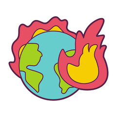 Isolated hot global animated clean energy vector illustration