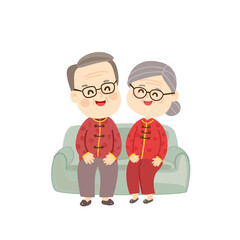 Obraz na płótnie Canvas Cartoon Chinese family character.
