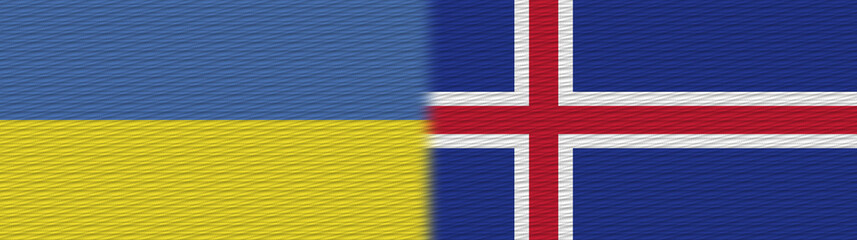 Iceland and Ukraine Fabric Texture Flag – 3D Illustration