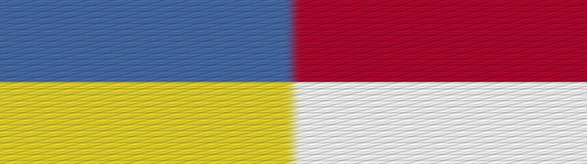 Indonesia and Ukraine Fabric Texture Flag – 3D Illustration