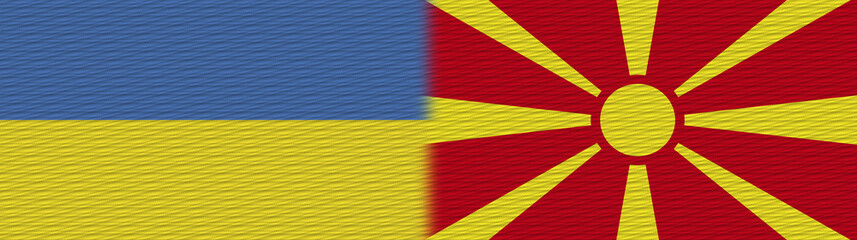 Macedonia and Ukraine Fabric Texture Flag – 3D Illustration