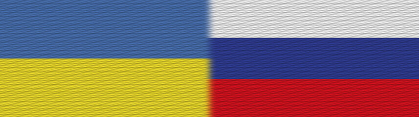 Russia and Ukraine Fabric Texture Flag – 3D Illustration