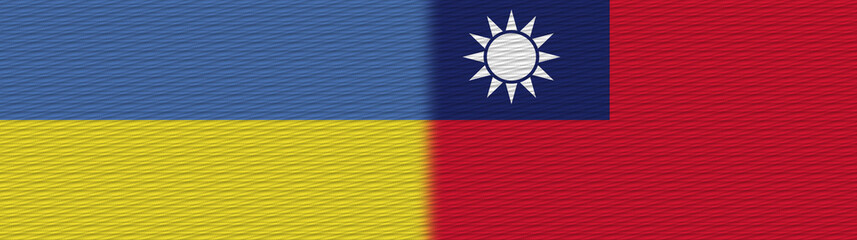 Taiwan and Ukraine Fabric Texture Flag – 3D Illustration