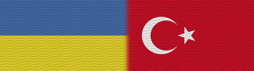 Turkey and Ukraine Fabric Texture Flag – 3D Illustration