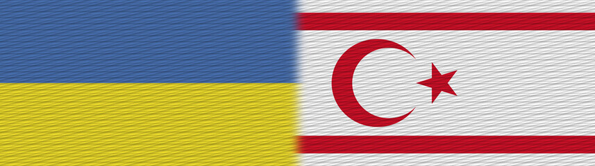Northern Cyprus and Ukraine Fabric Texture Flag – 3D Illustration
