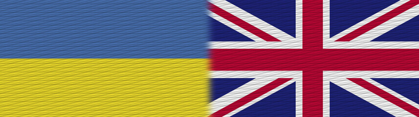 United Kingdom and Ukraine Fabric Texture Flag – 3D Illustration