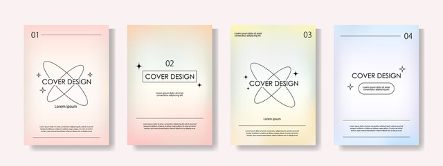 パステルカラーのグラデーションのベクターカバーイラストセット。ビジネスのパンフレット、カード、パッケージやポスターなどの背景として。