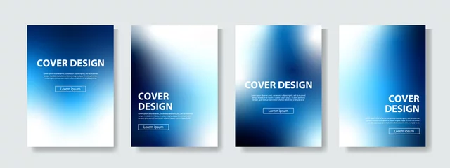 Gordijnen Abstract 抽象的な青色のグラデーションのベクターカバーイラストセット。ビジネスのパンフレット、カード、パッケージやポスターなどの背景として。  © meeco