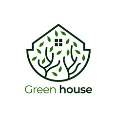 Green House Logo Vector Icon Illustration