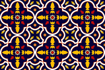 Ethnic seamless pattern flower color oriental. Native style. Design for background,texture,fabric,batik,clothing,wrapping,wallpaper,carpet,tile,embroidery