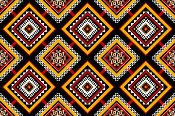 Geometric ethnic oriental seamless pattern traditional. Flower decoration. Design for background, carpet,wallpaper,clothing,wrapping,batik,fabric,Vector,illustration,embroidery.