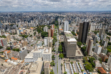Fototapeta na wymiar Aerial view of the city of Belo Horizonte, in Minas Gerais, Brazil.