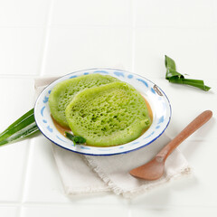 Serabi Pandan. Javanese Coconut Milk and Pandanus Pancakes