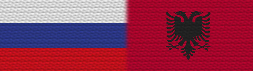 Albania and Russia Fabric Texture Flag – 3D Illustration