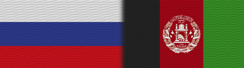 Afghanistan and Russia Fabric Texture Flag – 3D Illustration
