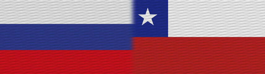 Chile and Russia Fabric Texture Flag – 3D Illustration