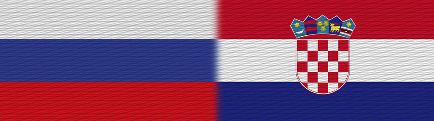 Croatia and Russia Fabric Texture Flag – 3D Illustration