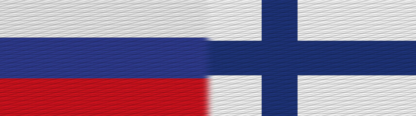 Finland and Russia Fabric Texture Flag – 3D Illustration