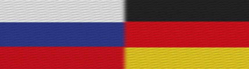 Germany and Russia Fabric Texture Flag – 3D Illustration