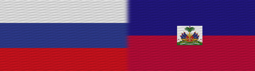 Haiti and Russia Fabric Texture Flag – 3D Illustration