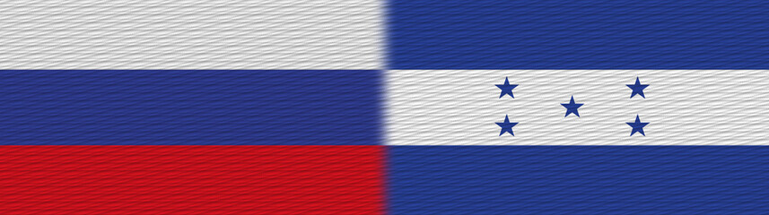 Honduras and Russia Fabric Texture Flag – 3D Illustration