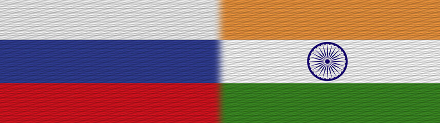India and Russia Fabric Texture Flag – 3D Illustration