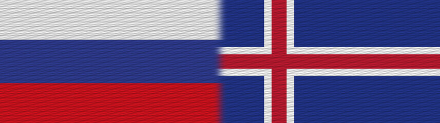 Iceland and Russia Fabric Texture Flag – 3D Illustration