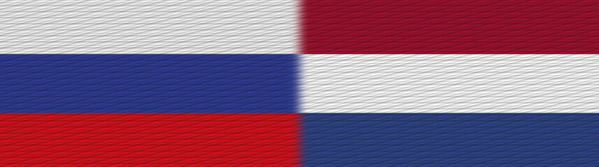 Netherlands and Russia Fabric Texture Flag – 3D Illustration