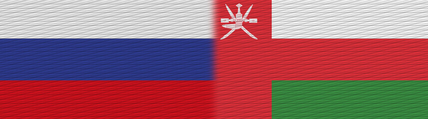 Oman and Russia Fabric Texture Flag – 3D Illustration