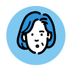 考えている中年女性のアイコン
