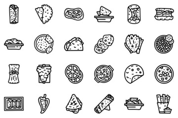 Mexican cuisine line vector doodle simple icon set