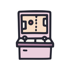 video game machine two players color vector doodle simple icon