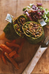 Healthy food on chopping board