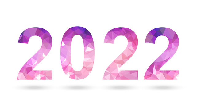2022 pink polygon vector symbol. New Year isolated polygonal icon