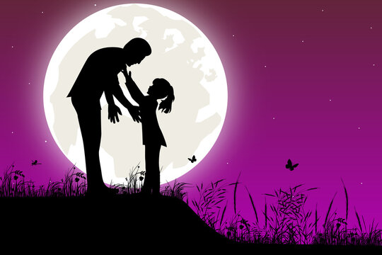 father and daughter silhouette graphic
