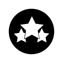 Three stars sign. Black circle. Winner symbol. Rating award. Decoration design. Vector illustration. Stock image. 