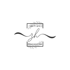 Initial Letter ZH Signature Handwriting Template Logo Vector