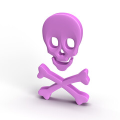 skull and crossbones symbol - simple 3d plastic illustration