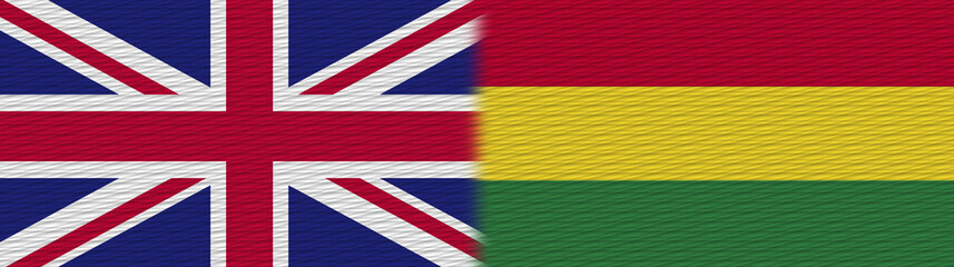 Bolivia and United Kingdom British Britain Fabric Texture Flag – 3D Illustration
