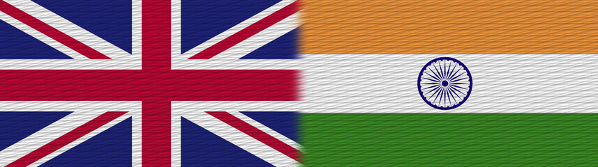 India and United Kingdom British Britain Fabric Texture Flag – 3D Illustration