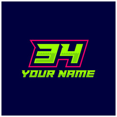 Obraz premium Number logo with fast speed lines. Vector sport style typeface, sports club.