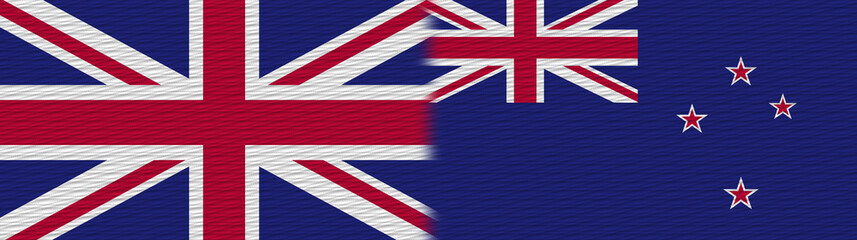 New Zealand and United Kingdom British Britain Fabric Texture Flag – 3D Illustration
