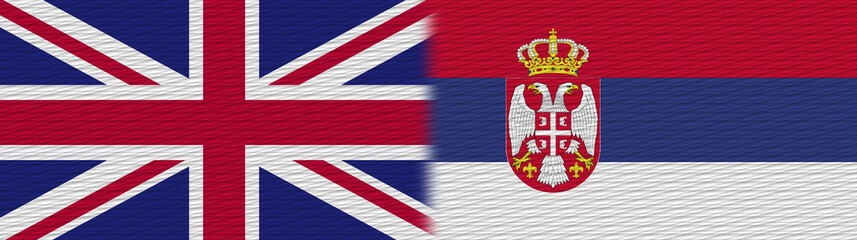 Fototapeta premium Serbia and United Kingdom British Britain Fabric Texture Flag – 3D Illustration