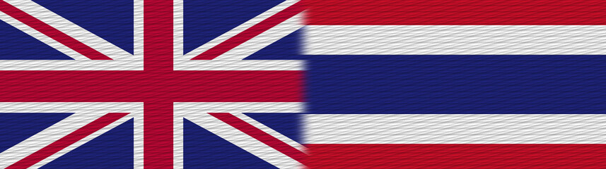 Thailand and United Kingdom British Britain Fabric Texture Flag – 3D Illustration