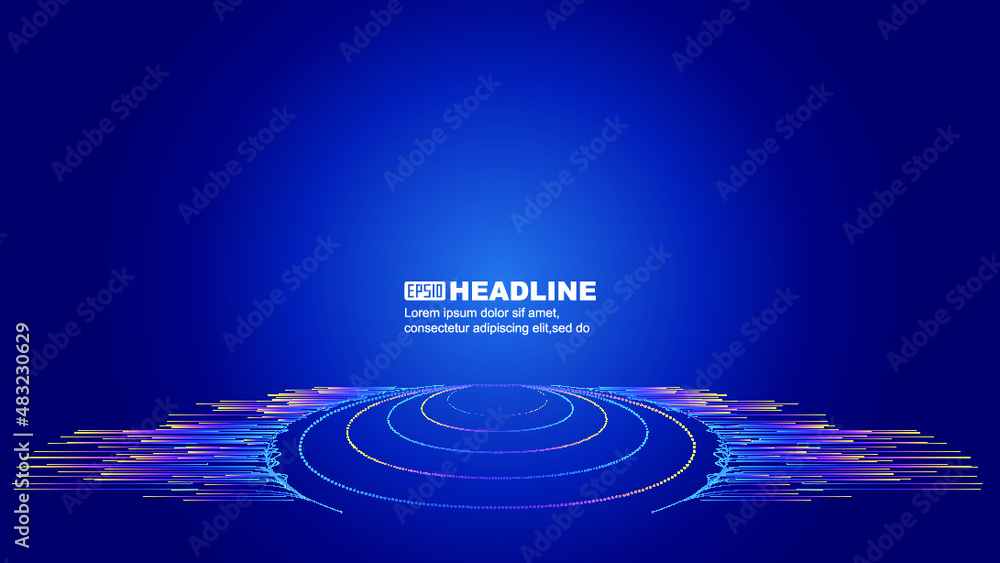 Poster colored line coils form a technology spatial display hall or display stand
